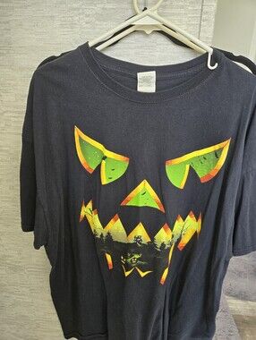 Mens Black Halloween Jack-O'-Lantern Graphic Tee